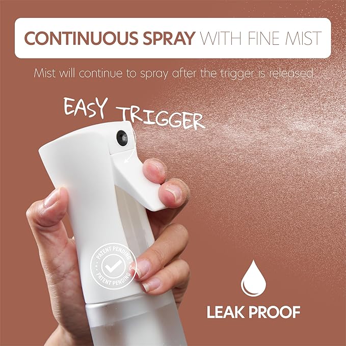 10 OZ Continuous Spray Bottles - Ultra Fine Mist Sprayer | Water Spray Bottle For Hair Stuff, Mister Spray Bottle For Plants Mister | Hair Spray Bottles For Hairstyling, Cleaning, Salons