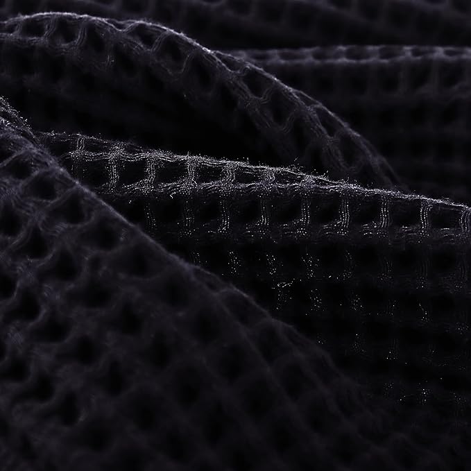 PÜSKÜL Premium Waffle Bath Towels Set of 2 - Organic 100% Turkish Cotton Bath Towel - Quick Dry, Absorbent, Light, Thin, 32x63 Large Waffle Towels for Bathroom (Black Bath Towels - Pack of 2)