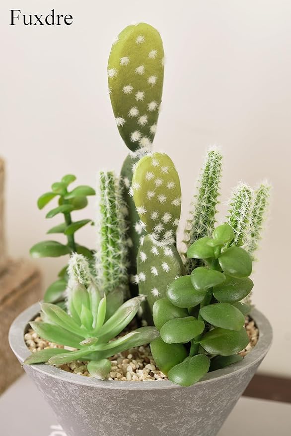2-Pack Artificial Succulent Plants in Vintage Plastic Pots - Waterproof Fake Plants Decor for Home Office Desk - Low Maintenance Indoor Greenery for Bathroom, Shelf & Table