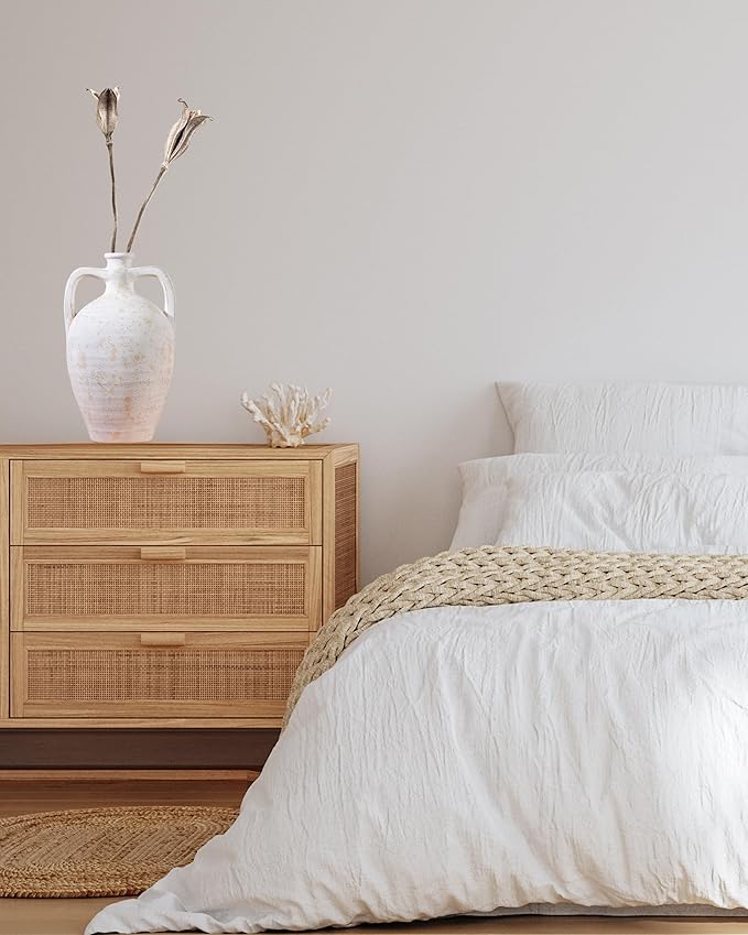 UPWOIGH Ceramic Flower Vase, 13.8 inch Tall Off-White Farmhouse Rustic Vase, Handcrafted Weathered Handles Pottery Vases, Large Flower Terracotta Vases for Home Decor, Living Room, Table, Shelf