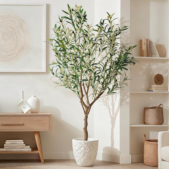 4ft Artificial Olive Tree Faux Olive Plant for Home Decor, Large Fake Olive Tree Modern Farmhouse Style, Floor Plant for Indoor Artificial Trees for Home Decor Indoor, Arbol de Olivo Artificial