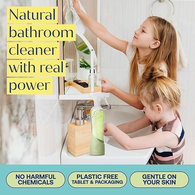 Fab Tab Bathroom Cleaner, Eco-Conscious Cleaning Tablets for Sparkling Bathrooms, Powerful Grime Remover, Citrus Scent, No Harmful Chemicals, Economical Refills - 8 Tablets (bottle not included)