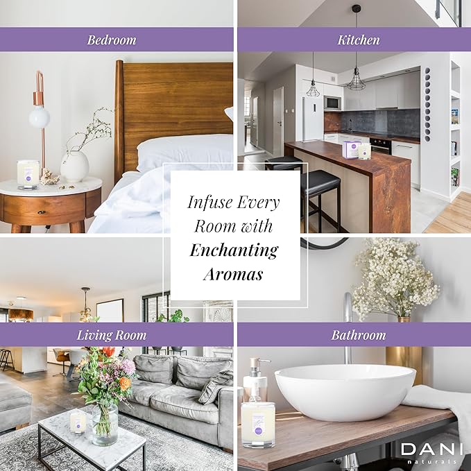 DANI Naturals Soy Candle - Lemongrass Lavender Scented, 100% Pure Soy Wax, Kosher, Non-Toxic, Long-Lasting Burn - 7.5 oz