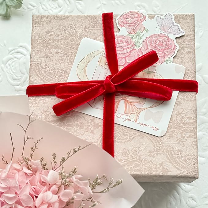 Vintage Red Velvet Ribbon, 3/8 Inch X 25Yd