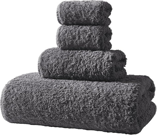 REDKISS Ultra-Plush Bath Towel Set - 900GSM Premium Thick Cotton for Bathroom & Spa, Super Absorbent Quick-Dry Bath Sheets with No Shedding (4-Piece Set for Luxury Hotel & Home Use)-Smoky Grey
