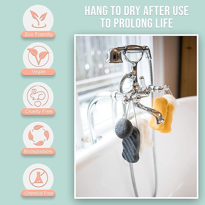 Pure SOL. Konjac Exfoliating Bath Sponge - Original Exfoliator Sponge – Konjac Sponge for Sensitive Skin - Deep Cleansing, Clean Pores, Remove Impurities - 100% Natural and Good for All Skin Types