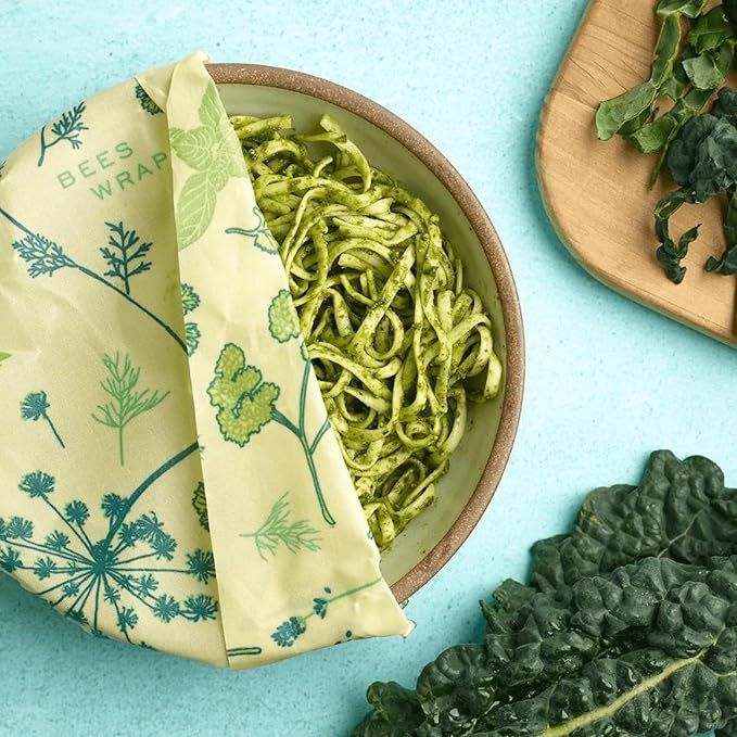 Bee's Wrap Vegan Beeswax Wraps for Food - Cut to Size 14x52" Wax Paper Roll - Made in USA Reusable Waxed Paper Bowl Covers, Organic Eco-Friendly Alternative to Aluminum Foil, Herb Garden