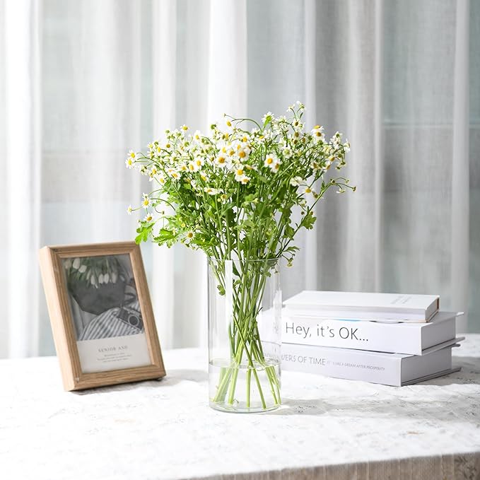 Clear Flower Vase, Non-breakable Vases, 5" W x 10" H, Acrylic Vase, Aesthetic Room Decor Cylindrical Modern Flower Vases for Table Centerpiece, Home Decor, Women Floral Arrangement Gift