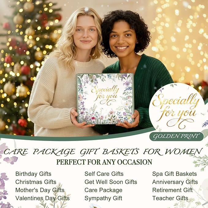 Get Well Soon Gifts for Women, Self Care Gift Baskets, Christmas Birthday Gifts for Women Spa Care Package, Thinking of You Sympathy Gift Box for Mom, Her, Friend, Sister, Wife (Khaki)