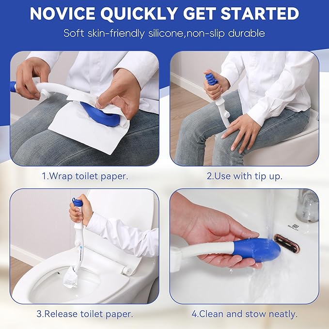 Foldable Toilet Aid（2Pack）, Long Comfort Wipe Wand Bottom Buddy Toilet Self Tissue Aids for Toileting, Self Help Wipe Butt for Fat People Limited Mobility,Elderly, Pregnancy