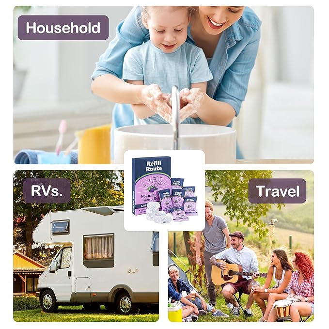 Foaming Hand Soap Tablet Refills Refill Route-6 Pack Foaming Soap Tablets For 6 x 8fl oz Bottles - Plant-Based - Cleansing & Moisturizing - Lavender Scent