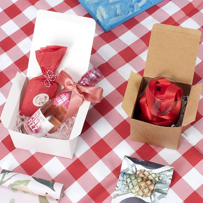 ValBox 3x3x3 Brown Gift Boxes 50pcs - Recycled Paper Cube Boxes with Lids for Gifts, Crafting & Party Favors