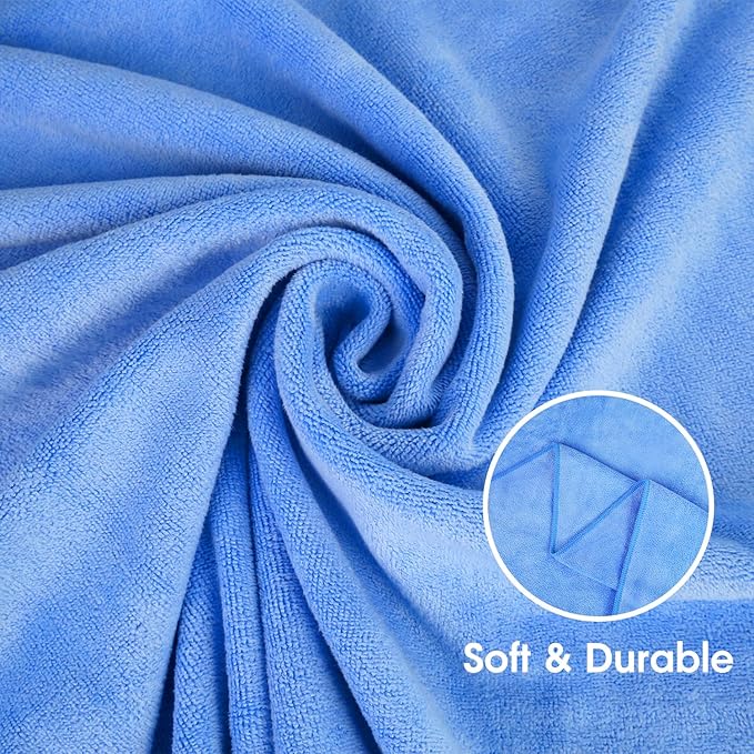 JML Bath Towel, Extra Large Microfiber Bathroom Towel Set 2 Pack 30" x 60" - Soft, Absorbent, Quick Dry, Lint Free, Fade Resistant, Odor Resistant, Use for Hair Wrap, Fitness, Sport, Yoga, Blue