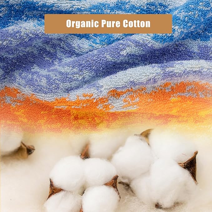 SEMAXE 18-Pack Bath Towel Set Include 6 Bath Towels, 6 Hand Towels, 6 Wash Cloths, 100% Cotton Bathroom Towels with Hanging Loops, Soft & Absorbent Towel, Colorful Towel - Wheat Field Collection