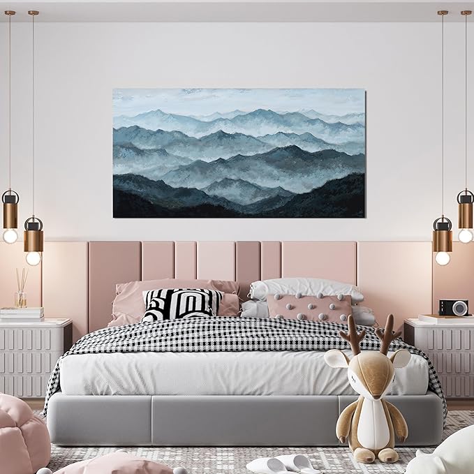 YISXINOAG Mountain Canvas Wall Art Abstract Wall Art Modern Canvas Art Wall Decor Modern Home Decor Grey Green Tones Abstract Art Prints on Bathroom,Dining Room Home Artwork Size 20"X40"