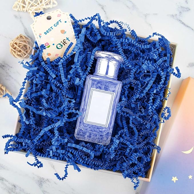 8.5oz Crinkle Paper Filler, Gift Baskets Gift Boxes Crafts Shredded Cut Paper Packaging Decorative Stuffing & Cushioning Confetti for Easter Birthday Wedding Party Favor Navy Blue