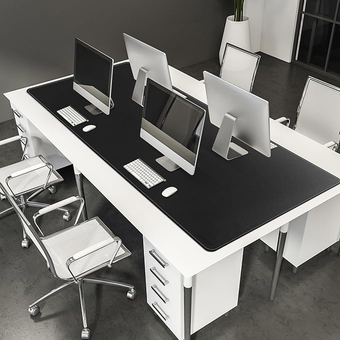 CENNBIE Leather Desk Pad Large, 71" x 27.5" Desk Mat Blotter Protector, Extended Non-Slip Mouse Pad, Waterproof PU Leather Desk mat for Desktop Office and Home (Black)