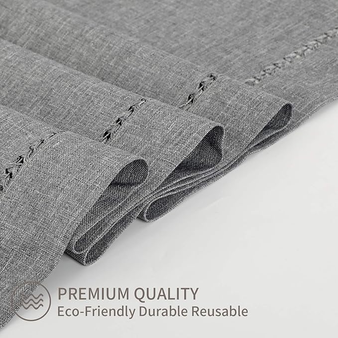 Tosewever Decorative Hemstitch Linen Table Runner Farmhouse Style Tabletop Collection Handcrafted Table Runners for Everyday Dining Wedding Party Holiday Home Decor (14 x 72 Inches, Grey)
