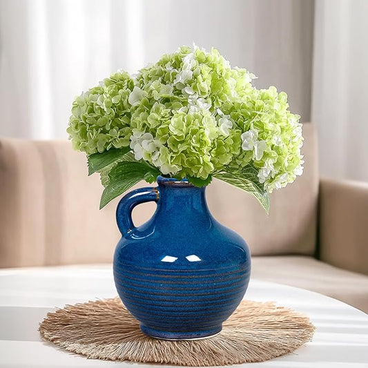 Sunddo Blue Ceramic Flower Vase, 6 Inch Small Modern Vase, Decorative Vases for Home Decor, Farmhouse Decor, Centerpieces, Entryway Living Room Dining Table Kitchen Decor