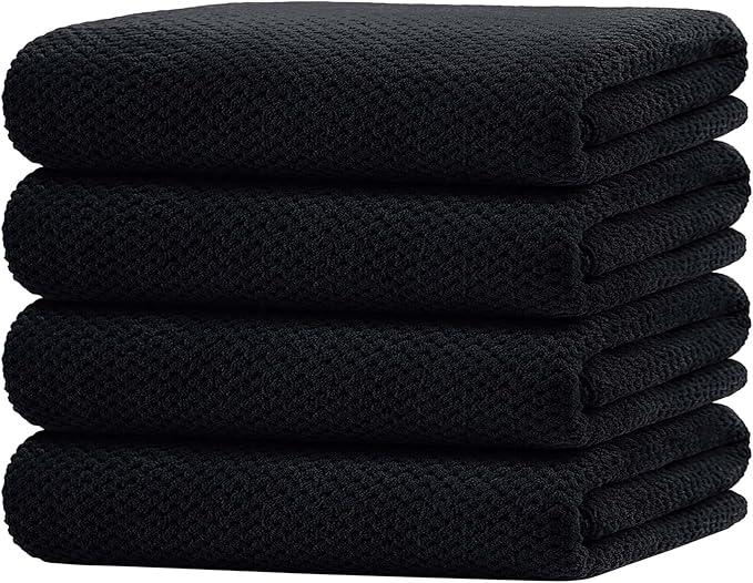 HOMEXCEL Bath Towel Set Pack of 4, 30 x 60 Inches Large Microfiber Bath Towels, Soft, Absorbent, and Quick Dry Towels for Bathroom, Pool, Beach, Swim, and Yoga, Large Bathroom Towels, Black
