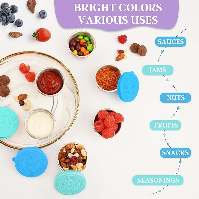 6x2.7 Oz Salad Dressing Container to Go,Handy Leakproof Stainless Steel Meal Prep Containers Reusable,Sauce Containers for Lunch Box, Picnics, Travel, Office and Kitchen Storage