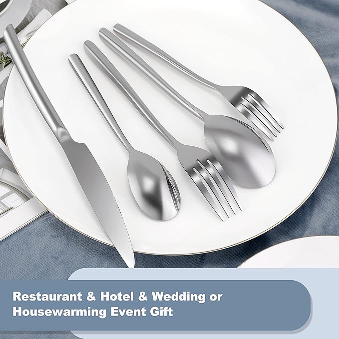 DEACORY Silverware Set Flatware Set Stainless Steel Cutlery Set with Streamlied Handle Mirror Finished Heavy 20 Pieces Home Kitchen Daily Use Wedding Housewarming Gift Dishwasher Safe Service for 4