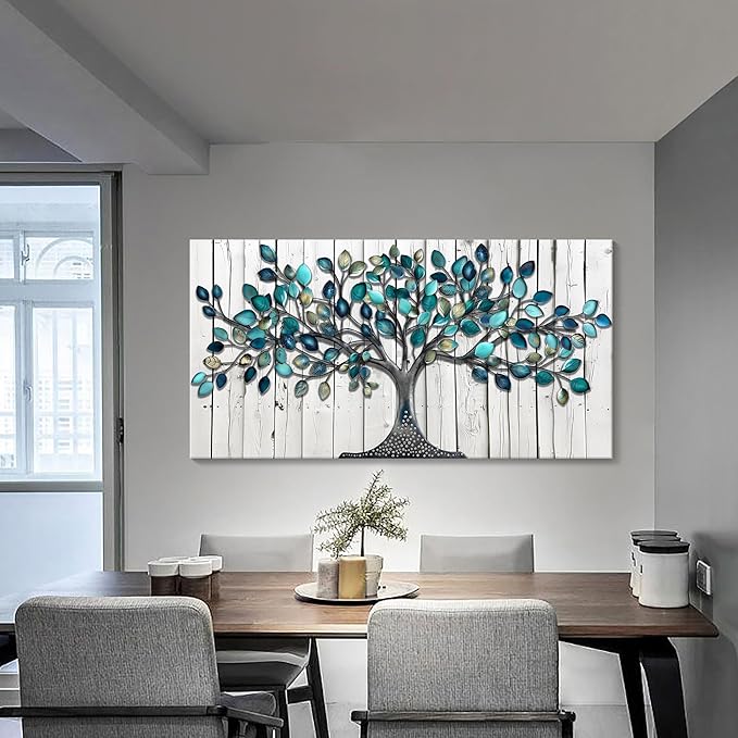 CHATYOUNG Wall Art for Bedroom - Modern Paintings Wall Pictures Green Tree of Life Landscape Artwork for Living Room Bathroom Dining Room Office Kitchen Home Decor 40"x20"