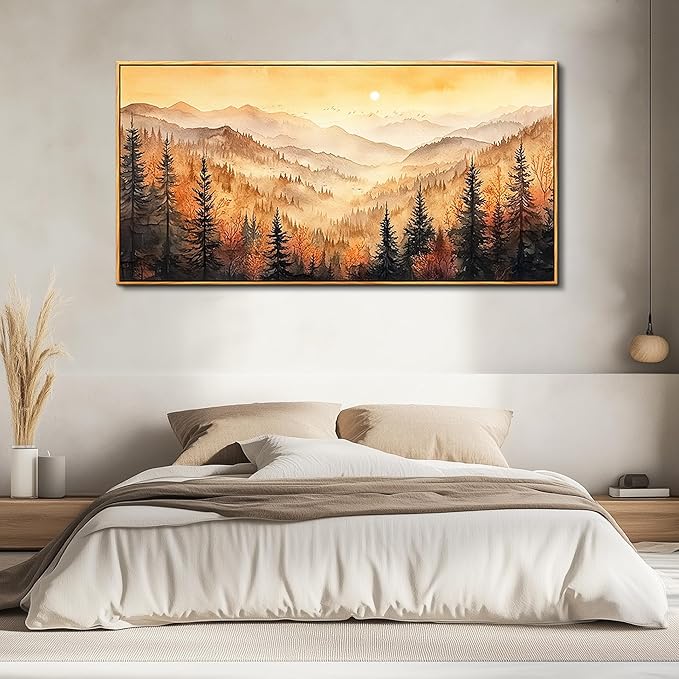 FUHAIHUA Wood Framed Canvas Wall Art For Living Room Wall Decor For Bedroom Office Wall Decoration Forest Landscape Paintings Farmhouse Pictures Artwork Room Aesthetic Home Decor 20x40 In