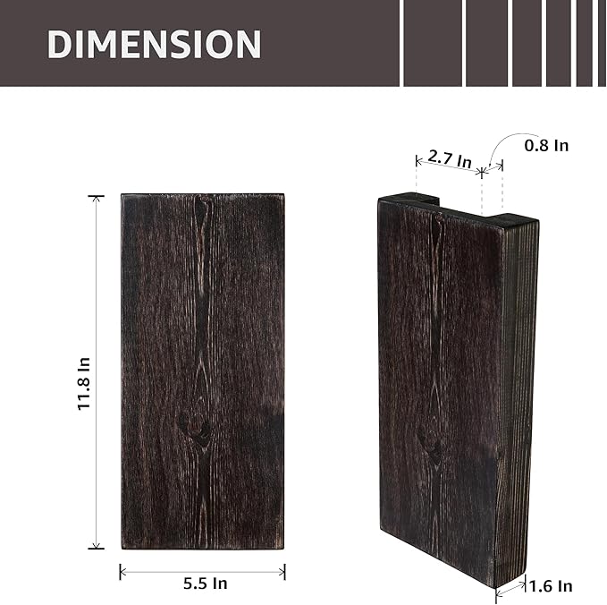 Wood Wall Planter Set of 2, Wood Wall Pocket for Greenery and Dried Flowers, Indoor Wood Hanging Vase Modern Farmhouse Wall Decor for Living Room Bedroom Office Eucalyptus Stems Decorations (Expresso)