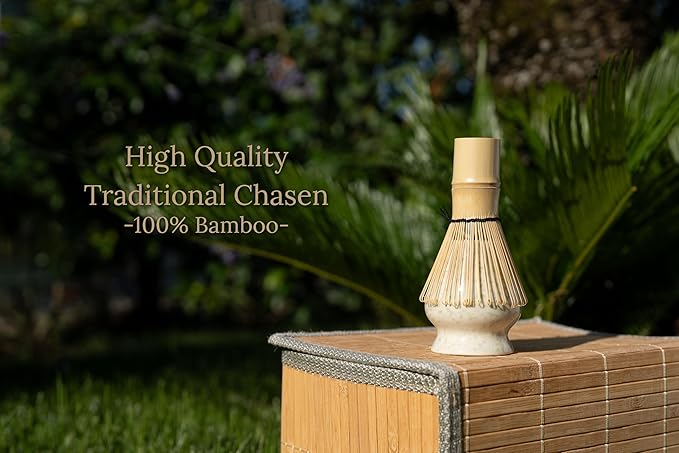 Matcha Whisk Set – 7 Pcs Matcha Kit - Ceramic Bowl, Bamboo Whisk & Holder, Scoop, Sifter, Scoop Rest & Tea Towel – Elegant Matcha Kit for Tea Lovers, Home Decor & Zen Spaces (Green)