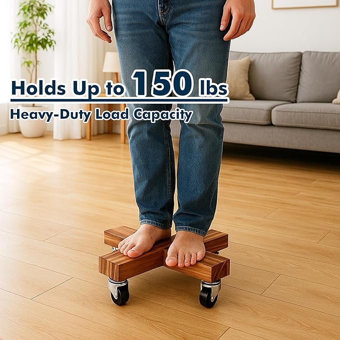 Wooden Plant Caddy with Wheels 12 Inch Rolling Plant Stand on Wheels Heavy Duty Plant Dolly for Large Plants Plant Roller with Wheels Planter Wheels Base Indoor & Outdoor, Pine