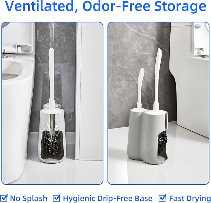 Toilet Brush with Pumice Stone Set & 2 Pack Pumice Stone Brush(White)