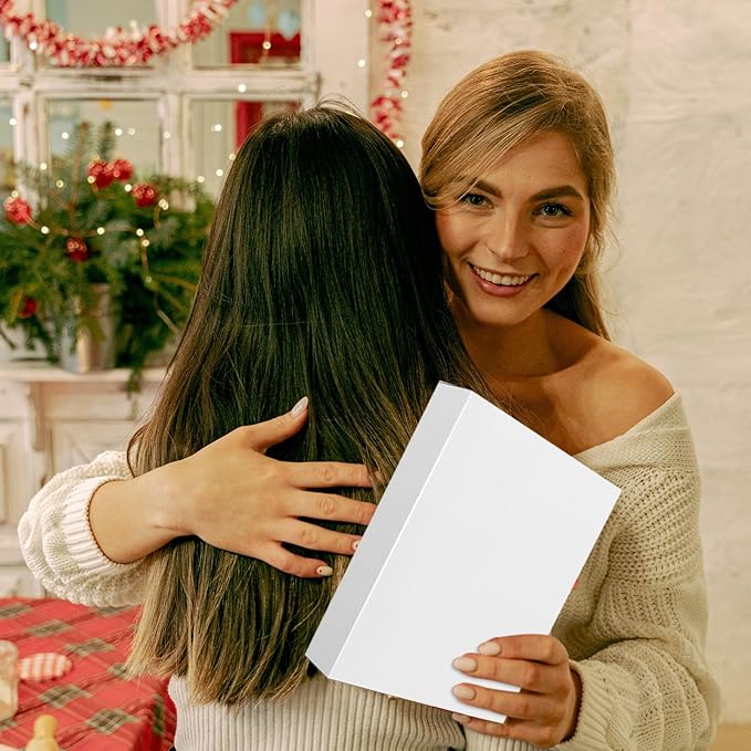 joyhalo 24 Pack Gift Boxes with Lids for Presents - White Small Large Chritsmas Gift Boxes Bulk for Clothes with Ribbon and Flowers, Assorted Sizes for Wrapping Gifts, Shirt, Gift Wrapping Supplies