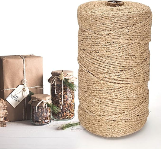 Twine String, 2mm 1148FT Jute Rope for Handmade Arts Crafts Gift Wrapping, Burlap String for Gardening Climbing Plant, Hemp Cord for Halloween Christmas Wedding Decoration