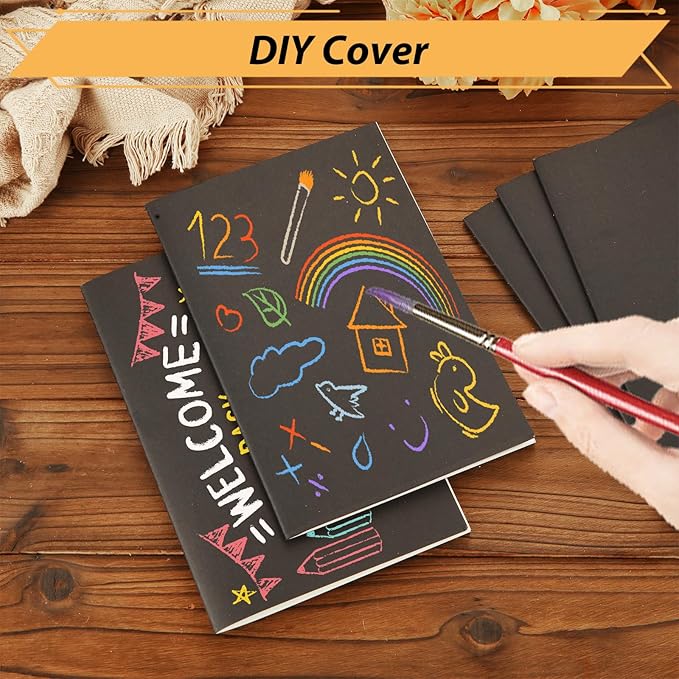 MIVIDE 50 Pack A5 Kraft Notebooks, Black Cover Journal Bulk Pack 8.3 x 5.5 inch Notebooks 60 Pages, Lined Travel Notebooks for Writing, Making Plans, School Office Supplies