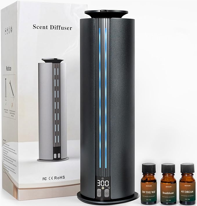 1800 Sq Ft Waterless Diffuser, 100ml Hotel Collection Diffuser Scent Air Machine for Home Cold Air Essential Oil Diffuser for Large Room Office Quiet (Titanium Gray)