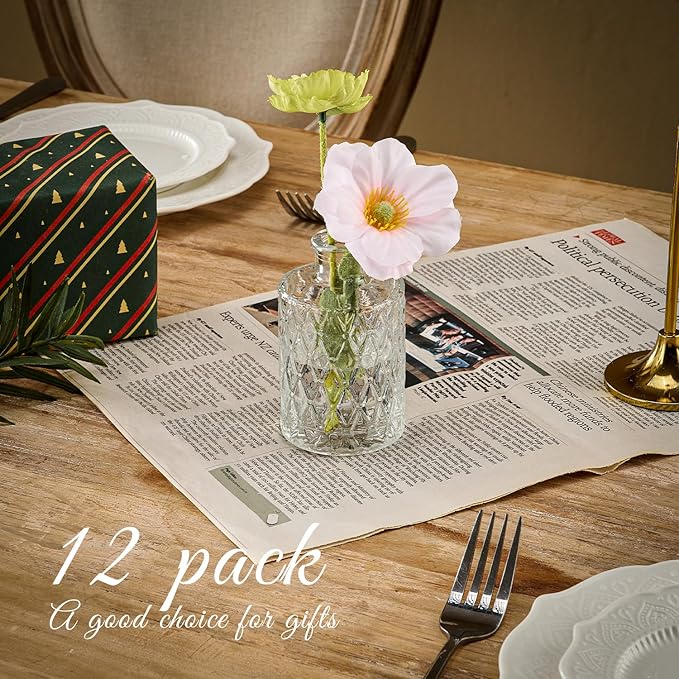 Glass Bud Vase Set of 12 Pcs Small Minimalist Vases for Flowers, Vintage Rustic Home Decor for Table Centerpiece Wedding Party, Modern Clear Aromatherapy Bottle for Living Room Bedroom