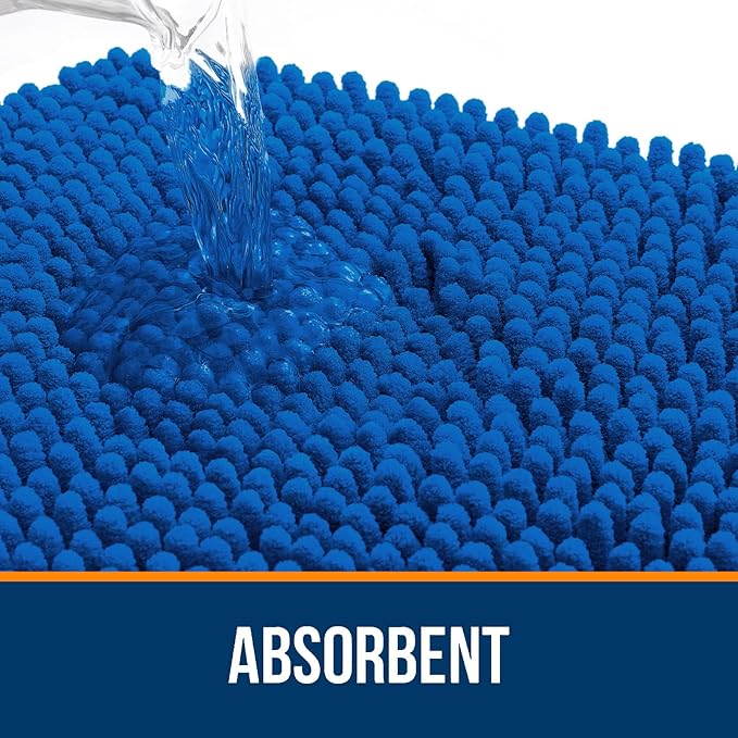 OLANLY Bathroom Rugs 36x24, Extra Soft Absorbent Chenille Bath Rugs, Rubber Backing Quick Dry, Machine Washable Bath Mats for Bathroom Floor, Tub and Shower, Home Decor Accessories, Deep Navy Blue