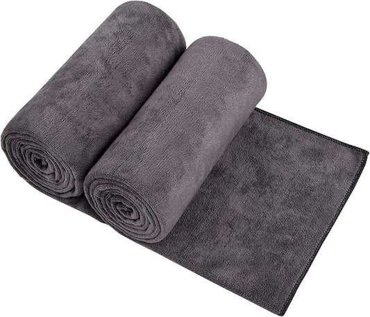 Orighty Bath Towels Pack of 2 - Soft Feel Grey Bath Towel Sets, Highly Absorbent Microfiber Towels for Body, Quick Drying, Microfiber Towel for Sport, Yoga, SPA, Fitness, (27’’ x 54’’)