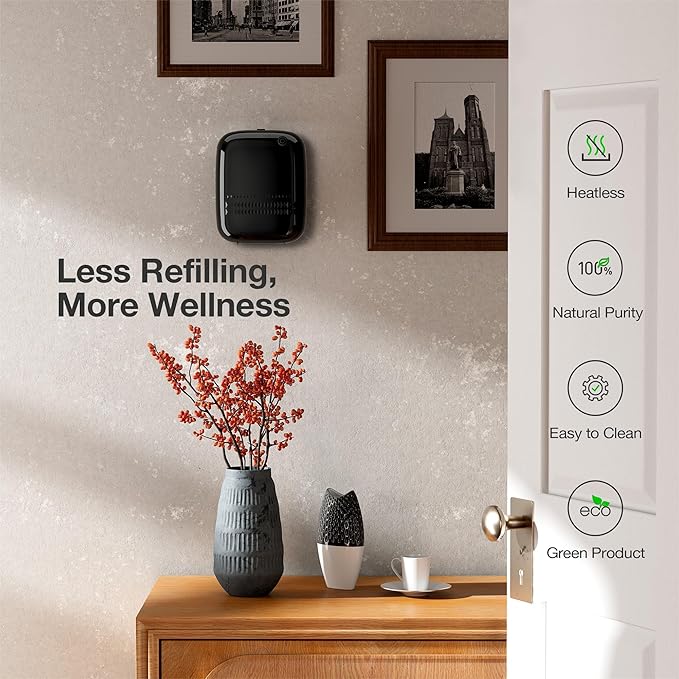 Airversa Smart Scent Air Machine with 400mL Capacity Up to 2000 sq.ft. Waterless Essential Oil Diffuser for Home and Commercial Use, Aromatherapy Scent Diffuser for Large Rooms, ANW-Black