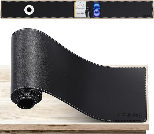 CENNBIE Console Table Leather Cover - 55 x 5.9 Inches Sofa Table Narrow Long Mat - TV/Media/Gaming/Center Console Table Protector Pad for Narrow Side Table, Sideboard, Entryway Table (Black)