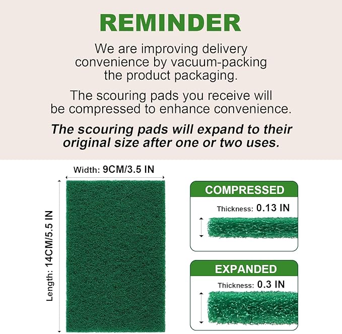 AIDEA Heavy Duty Scouring Pads, Dish Scrubber Pads for Household and Kitchen, Multipurpose Scour Pads for Cleaning, 24 Pack, 5.5in*3.5in