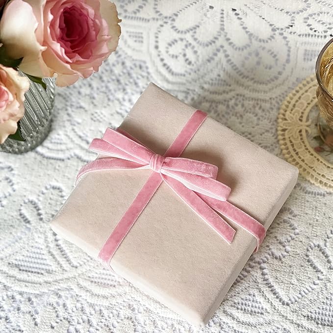 Vintage Pink Velvet Ribbon, 3/8 Inch X 25Yd