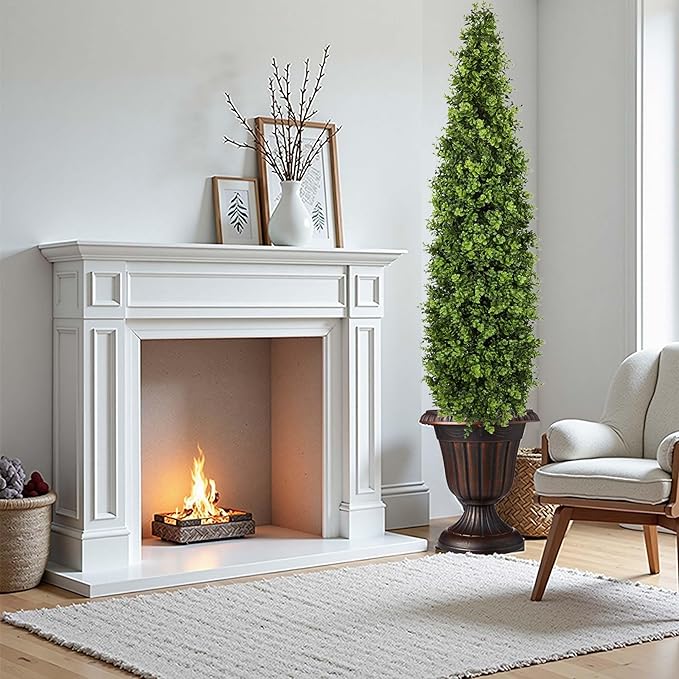 5FT Artificial Boxwood Topiary Tree Fake Topiary Potted Plants for Home Office Garden Indoor Outdoor Decoration 59INCH(2PACK)