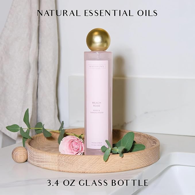 Rose & Sandalwood Room Spray | Benevolence LA Air & Fabric Freshener Spray | Romantic Floral Scent, Cozy Home Fragrance for Women, Christmas Gift Idea for Her