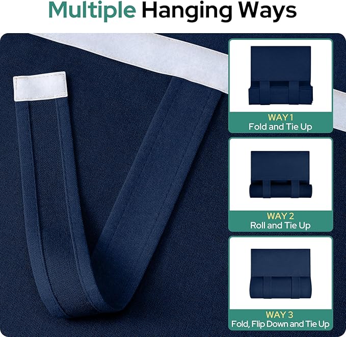 HOMEIDEAS 100% Linen Blackout Sidelight Curtains for Front Door, Side Door Window Curtains, Small Window,Thermal Insulated Covering, 1 Panel, W12 X L68 Inch, Navy