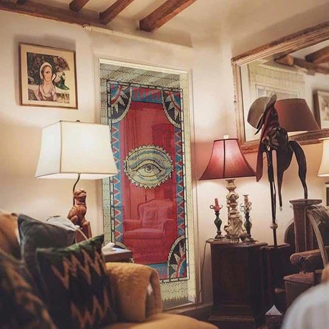 Bamboo Curtains 35.5 X 78 Inch - Eye Design Beaded Curtain Bamboo for Doorway - Mysterious Ghostly Style Curtain for Home Decor Enthusiasts