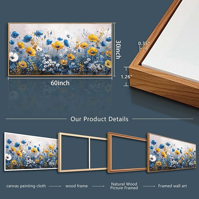 QIYILEXWART Canvas Wall Art For Living Room Large Wall Decor For Office Bedroom Decorations Bush Landscape Pictures Farmhouse Painting Artwork Room Wall Mural Aesthetic Home Decor 30x60 In