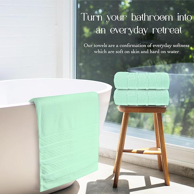 Premium Towel Set: Super absorbent, quick-drying, soft, plush. Features hanging loop, fade-resistant, eco & skin-friendly dyes. Luxury dobby design for bath or spa. (Teal, Bath Towel Set of 4)