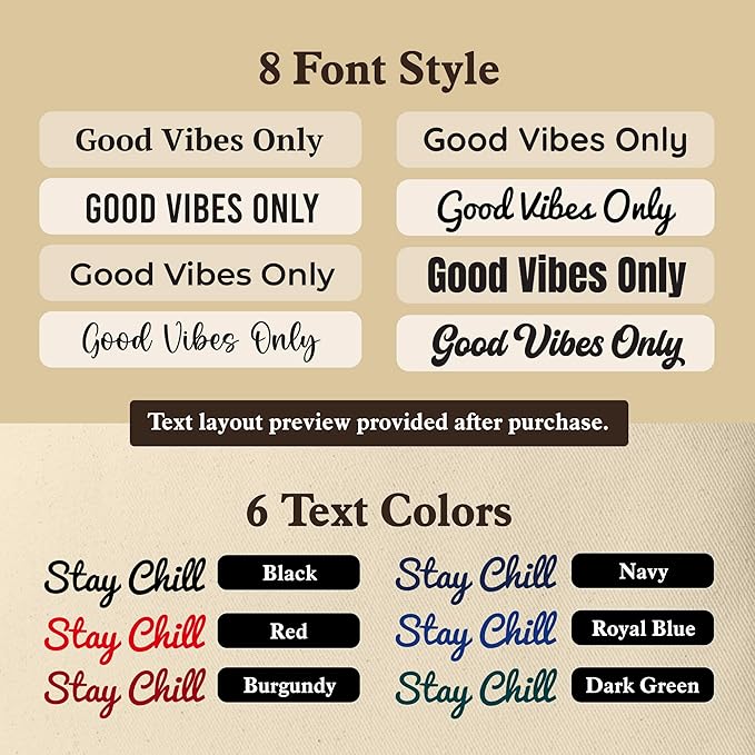 Custom Canvas Tote Bag – Personalized Name or Message – Medium Durable Cotton